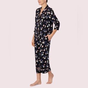Kate Spade Bouquet Toss Capri PJ Set – Floral Print, Satin,
Black, Size S